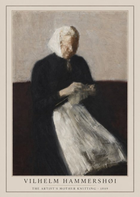 Vilhelm Hammershøi The Artist's Mother Knitting No1 - Plakat