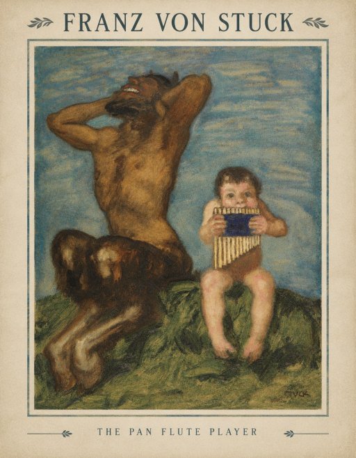Franz von Stuck Laughing Faun and Playing Putto No5 - Plakat