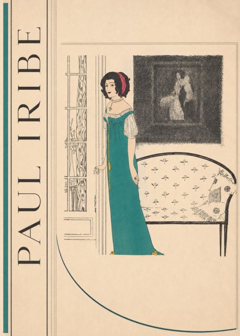 Paul Iribe Woman in Teal Gown No2 - Plakat