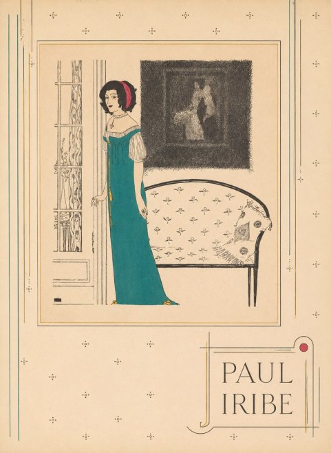 Paul Iribe Woman in Teal Gown No3 - Plakat
