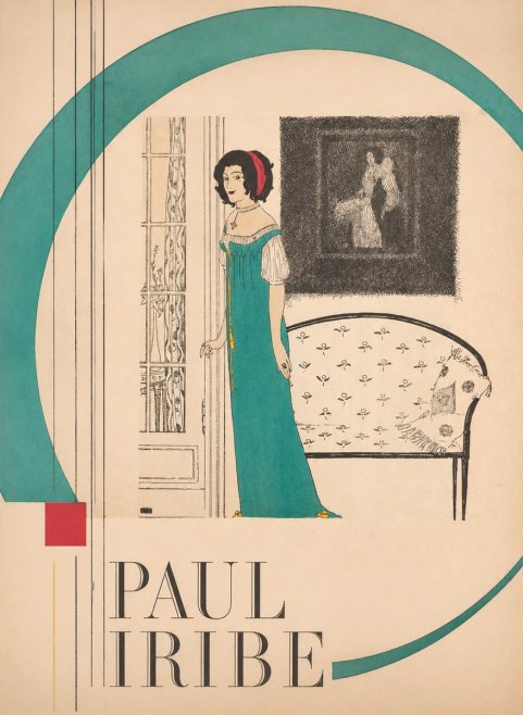 Paul Iribe Woman in Teal Gown No6 - Plakat