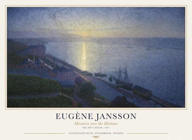 Eugène Jansson Moonrise over the Harbour No1 - Plakat