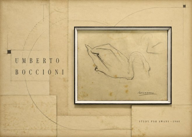 Umberto Boccioni Study for Swans No6 - Plakat