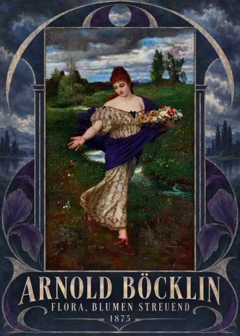 Arnold Böcklin Flora, Blumen Streuend II No6 - Plakat