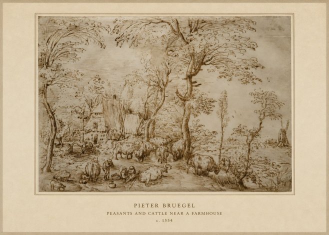 Pieter Bruegel Peasants and Cattle Near a Farmhouse No4 - Plakat