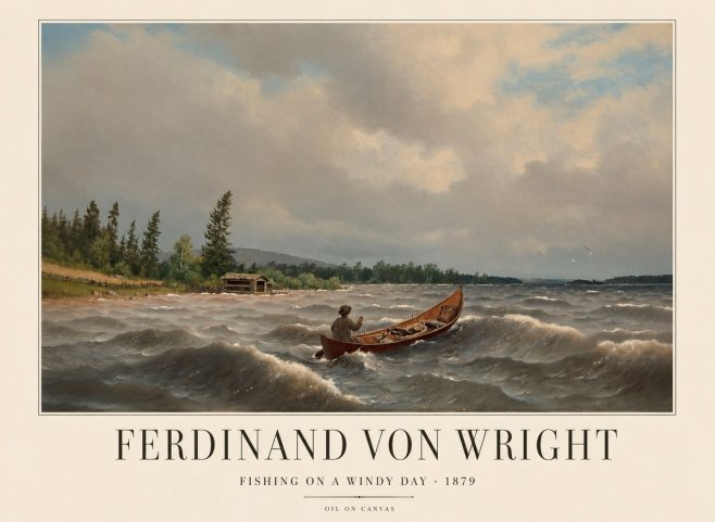 Ferdinand von Wright Fishing on a Windy Day No1 - Plakat