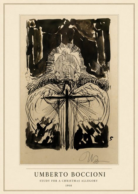 Umberto Boccioni Study for a Christmas Allegory No3 - Plakat