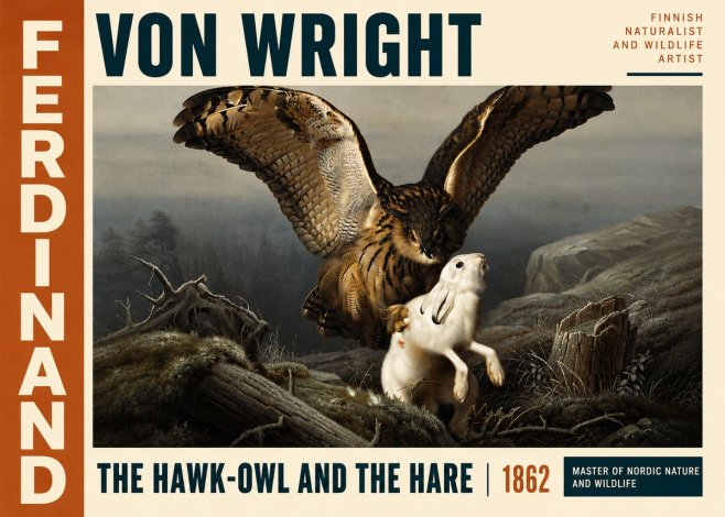Ferdinand von Wright The Hawk-owl and the Hare No5 - Plakat