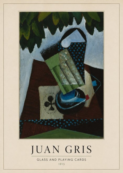 Juan Gris Glass and Playing Cards No3 - Plakat