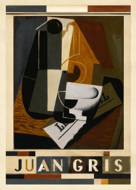 Juan Gris Glass and Bottle No3 - Plakat