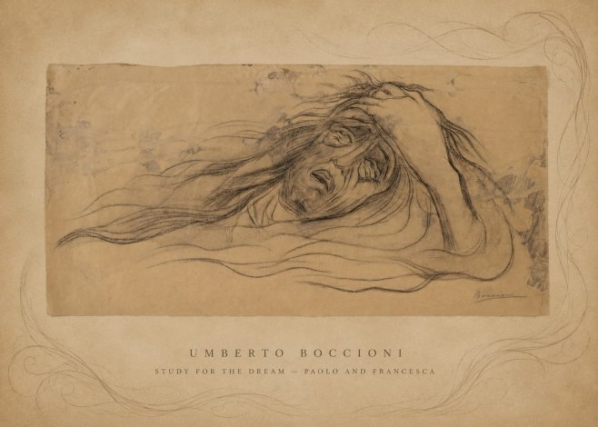 Umberto Boccioni Study for the Dream — Paolo and Francesca No5 - Plakat