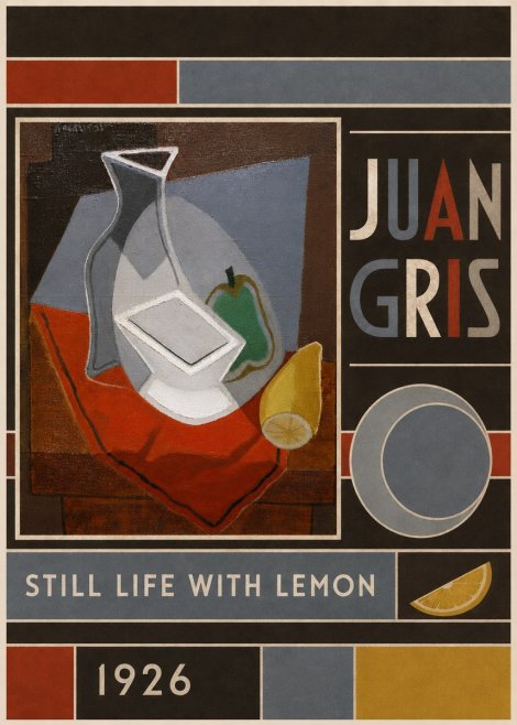Juan Gris Still Life with Lemon No6 - Plakat