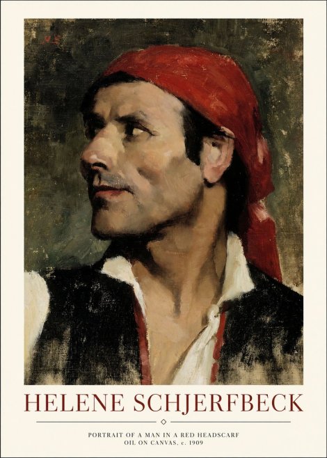 Helene Schjerfbeck Portrait of a Man in a Red Headscarf No1 - Plakat