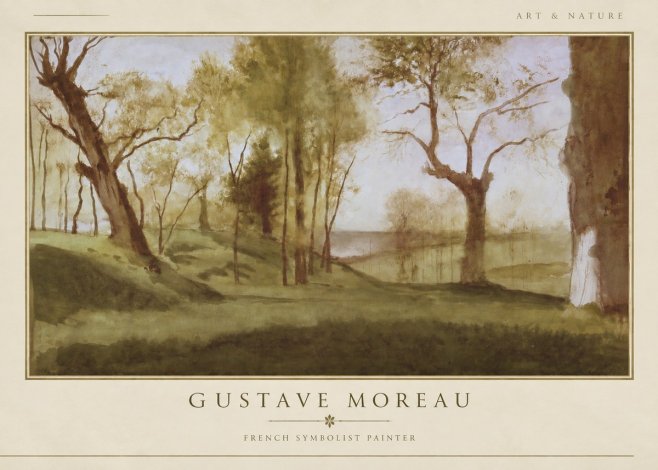 Gustave Moreau Wooded River Landscape No3 - Plakat