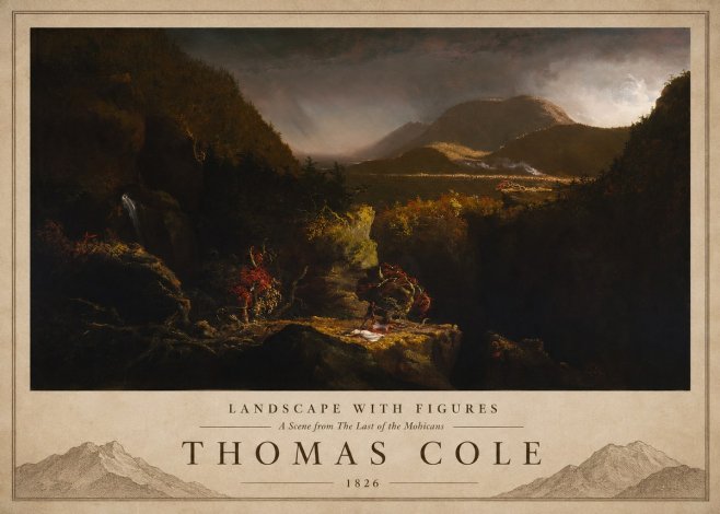 Thomas Cole Landscape with Figures: a Scene from the Last of the Mohicans No3 - Plakat