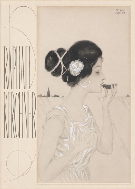 Raphael Kirchner Elegant Lady with Rose and Cup No5 - Plakat