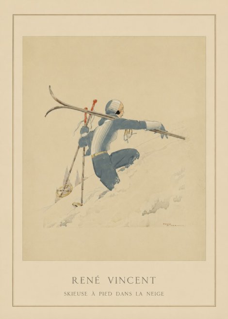René Vincent Skieuse À Pied Dans La Neige No4 - Plakat