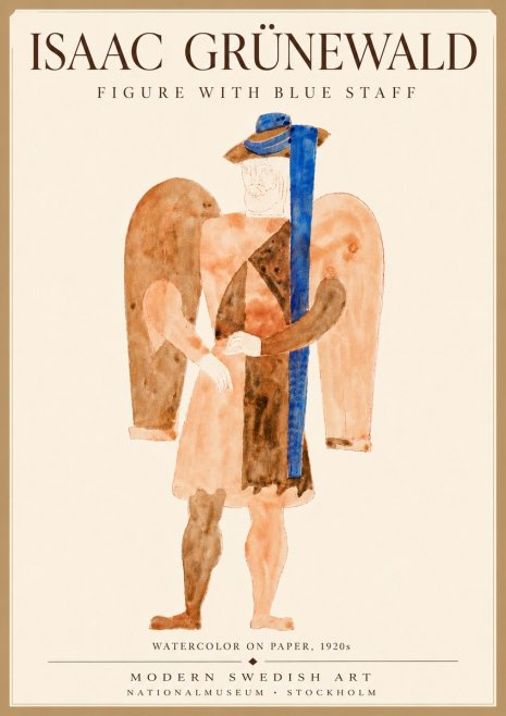 Isaac Grünewald Figure with Blue Staff No6 - Plakat