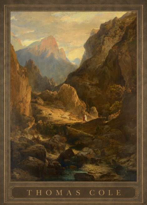 Thomas Cole The Mountain Ford No1 - Plakat