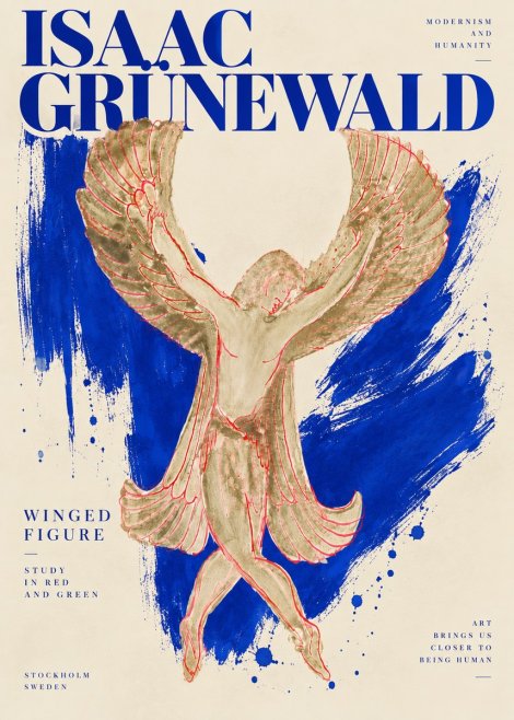 Isaac Grünewald Winged Figure Study in Red and Green No6 - Plakat