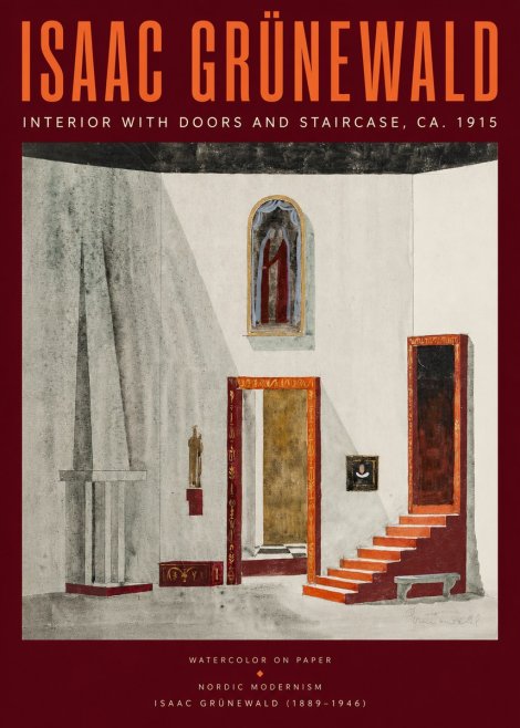 Isaac Grünewald Interior with Doors and Staircase, Ca. 1915 No2 - Plakat