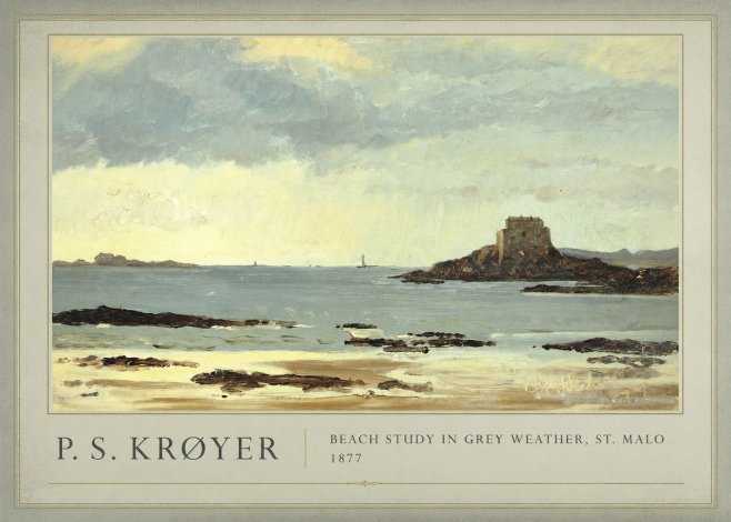 P.S. Krøyer Beach Study in Grey Weather, St. Malo No1 - Plakat