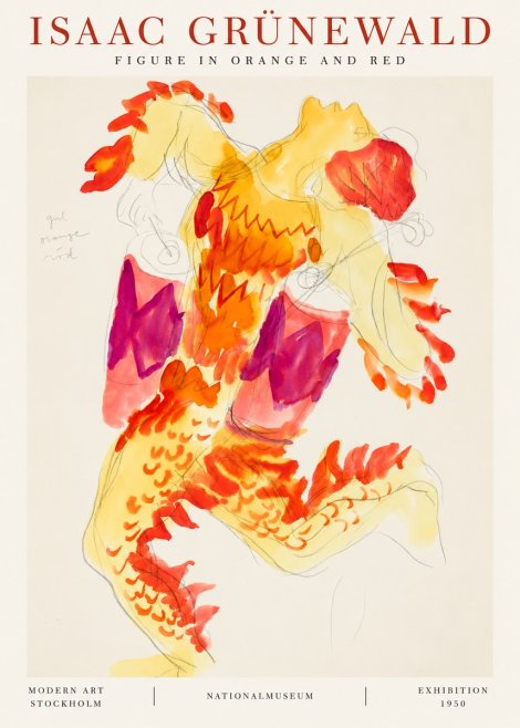 Isaac Grünewald Figure in Orange and Red No1 - Plakat