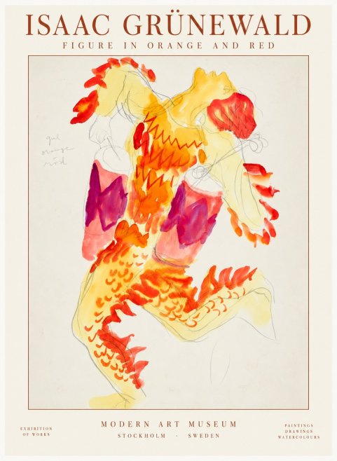 Isaac Grünewald Figure in Orange and Red No2 - Plakat