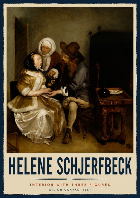 Helene Schjerfbeck Interior with Three Figures No5 - Plakat