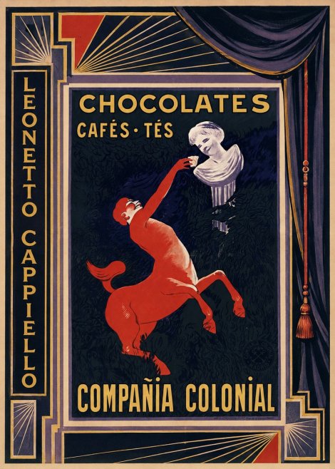 Leonetto Cappiello Chocolates, Cafés, Tés - Compañía Colonial No2 - Plakat