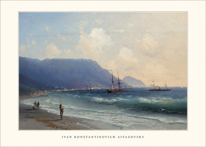 Ivan Konstantinovich Aivazovsky A Coastal View with Fishing Figures No5 - Plakat