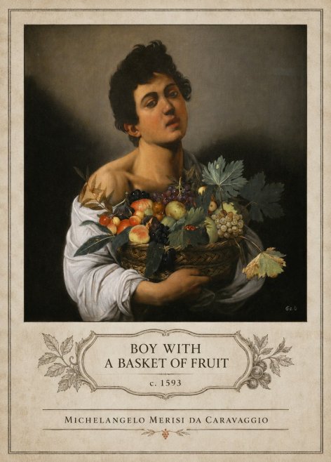 Michelangelo Merisi da Caravaggio Boy with a Basket of Fruit No4 - Plakat
