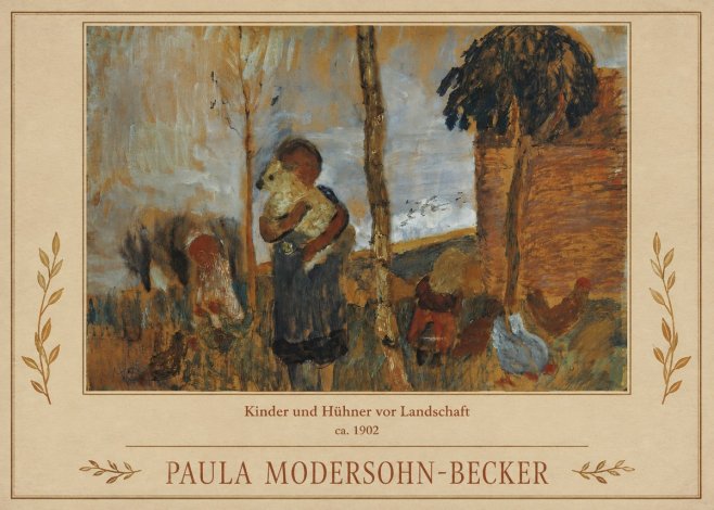 Paula Modersohn-Becker Kinder Und Hühner Vor Landschaft No1 - Plakat