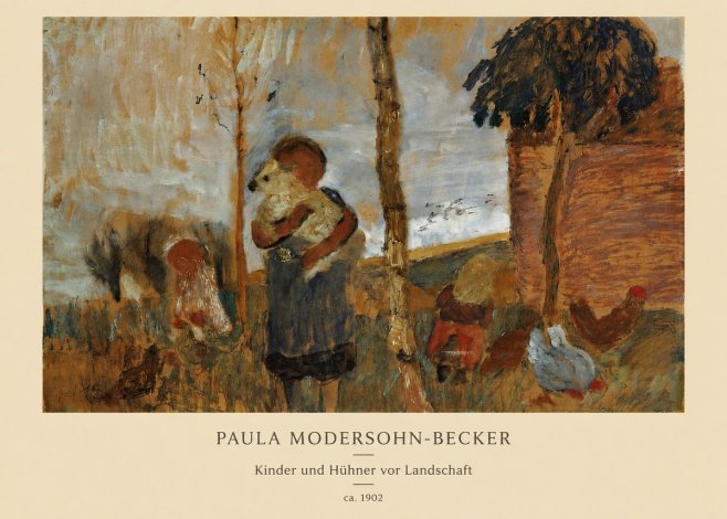 Paula Modersohn-Becker Kinder Und Hühner Vor Landschaft No6 - Plakat
