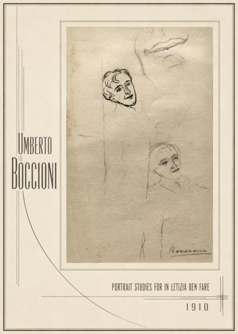 Umberto Boccioni Portrait Studies for in Letizia Ben Fare No1 - Plakat