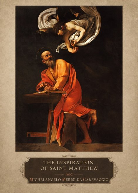 Michelangelo Merisi da Caravaggio The Inspiration of Saint Matthew II No4 - Plakat