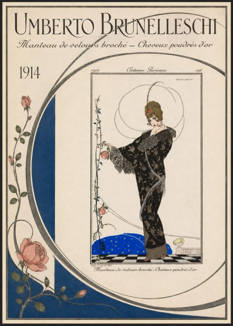 Umberto Brunelleschi Manteau De Velours Broché – Cheveux Poudrés D'or No3 - Plakat