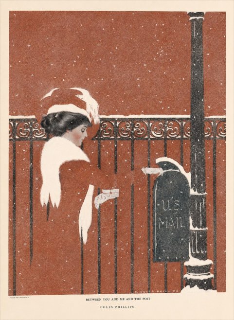 Coles Phillips Between You and Me and the Post No6 - Plakat