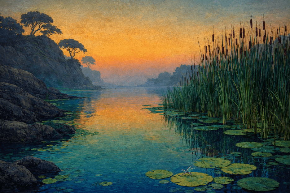 Frosted Riverbank Reflections