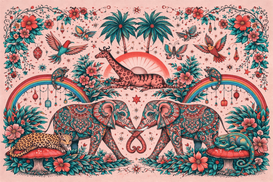 Whimsical Wildlife Embrace