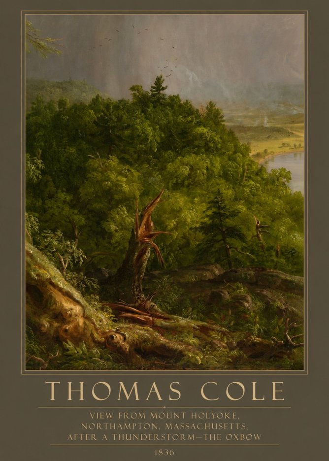Thomas Cole View from Mount Holyoke, Northampton, Massachusetts, After a Thunderstorm—the Oxbow I No5 - Plakat