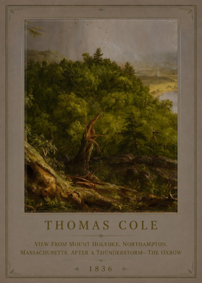 Thomas Cole View from Mount Holyoke, Northampton, Massachusetts, After a Thunderstorm—the Oxbow I No6 - Plakat