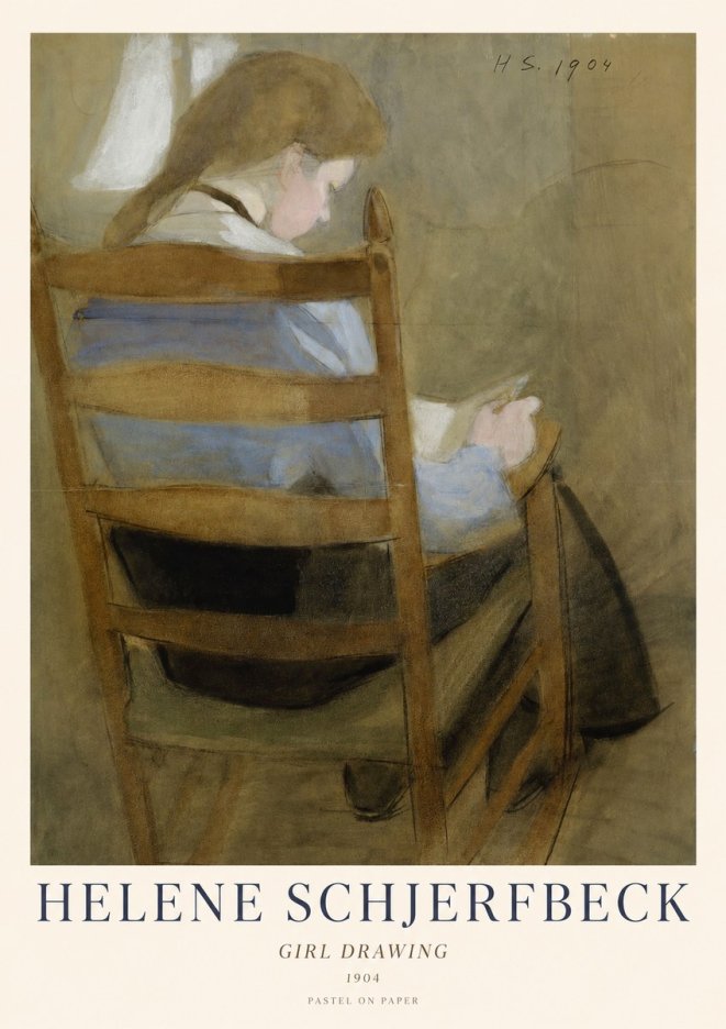 Helene Schjerfbeck Girl Drawing No1 - Plakat