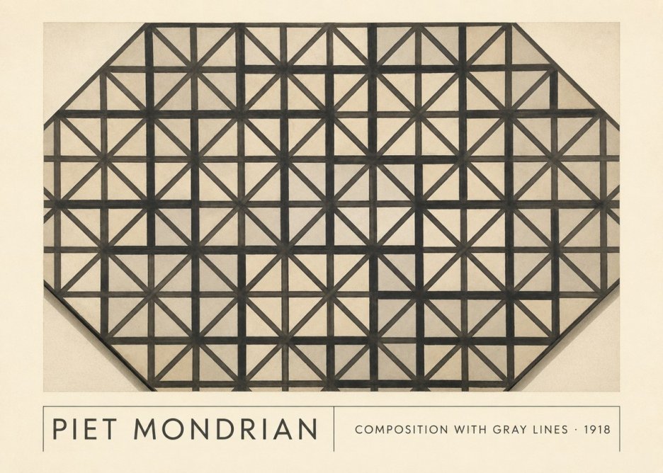 Piet Mondrian Composition with Gray Lines No1 - Plakat