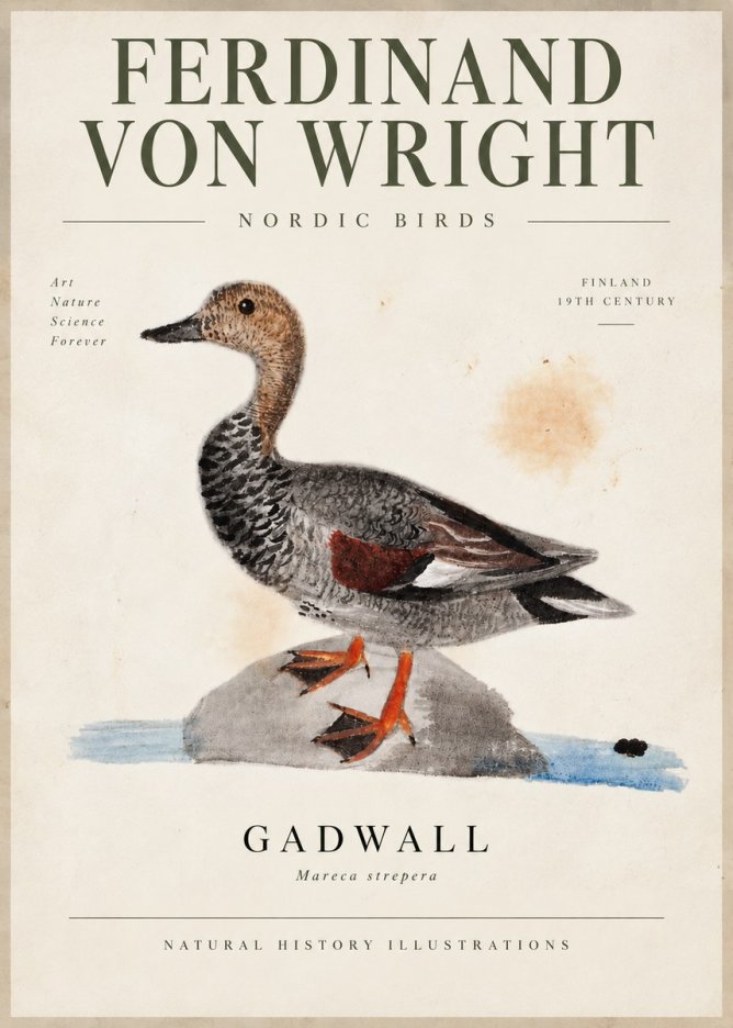 Ferdinand von Wright Duck on a Rock No6 - Plakat