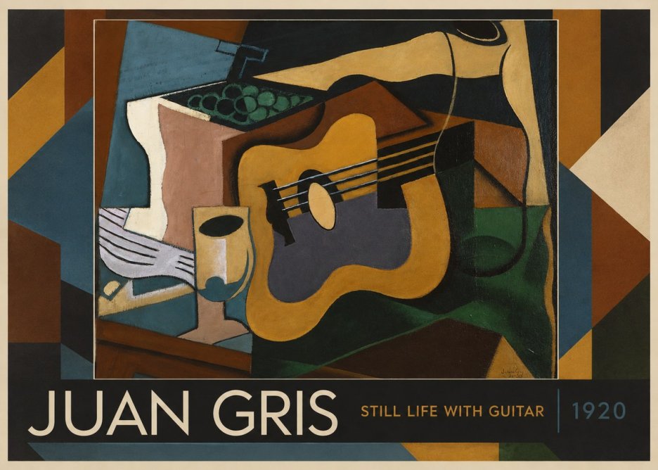 Juan Gris Still Life with Guitar No1 - Plakat