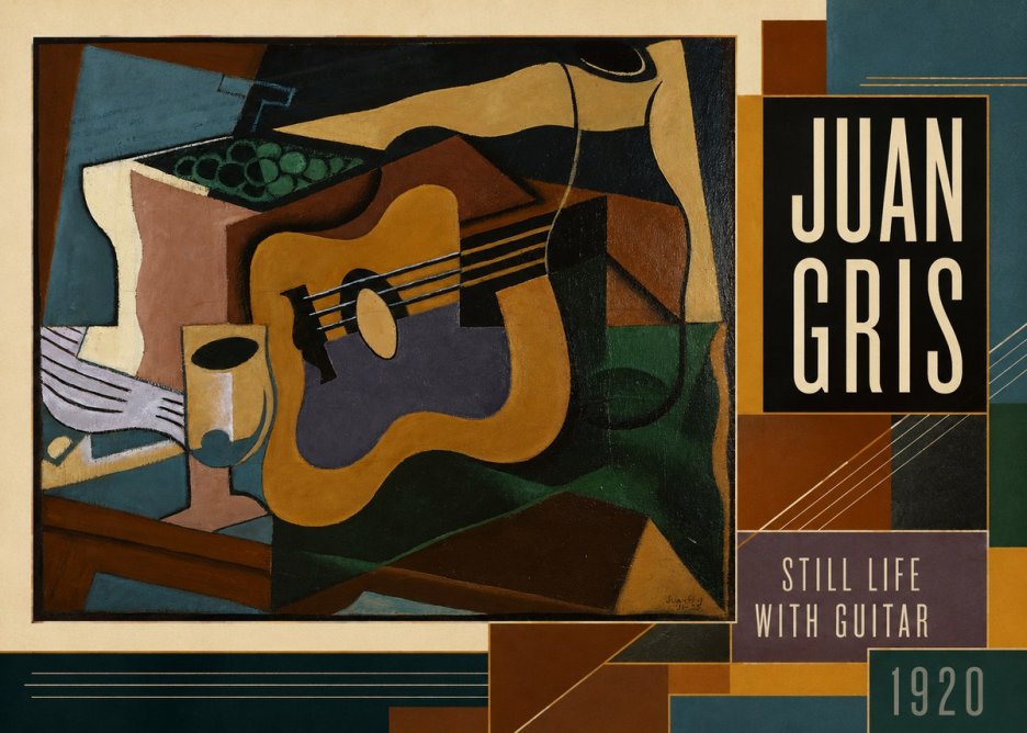 Juan Gris Still Life with Guitar No3 - Plakat
