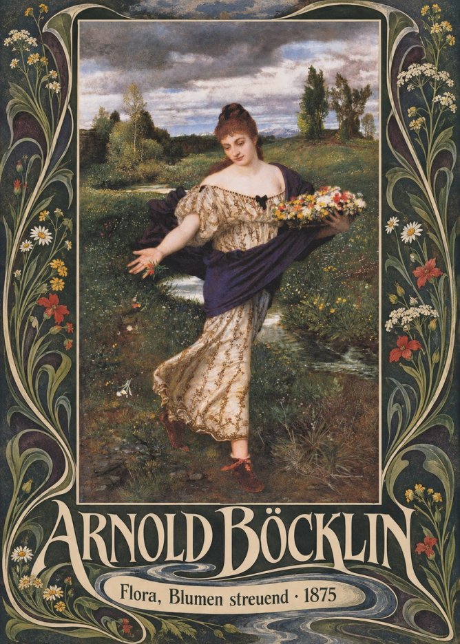 Arnold Böcklin Flora, Blumen Streuend I No5 - Plakat