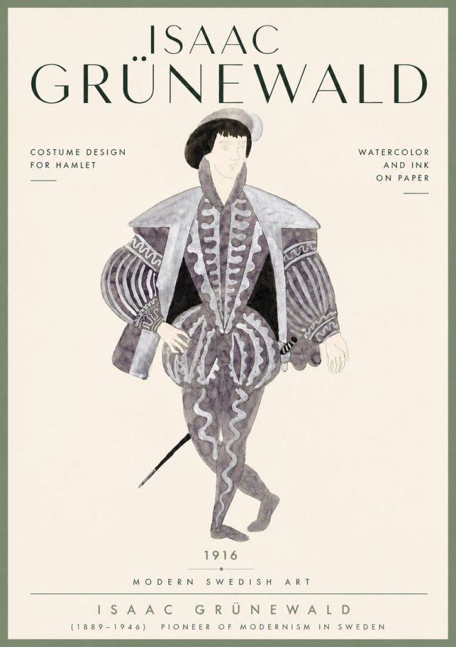 Isaac Grünewald Costume Design for Hamlet No4 - Plakat