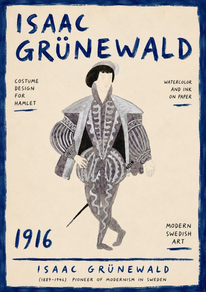 Isaac Grünewald Costume Design for Hamlet No6 - Plakat